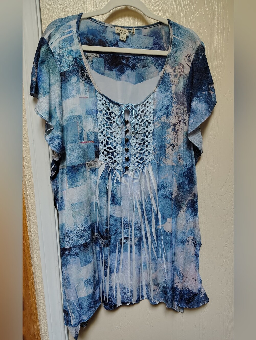 One World Blue Watercolor Tunic